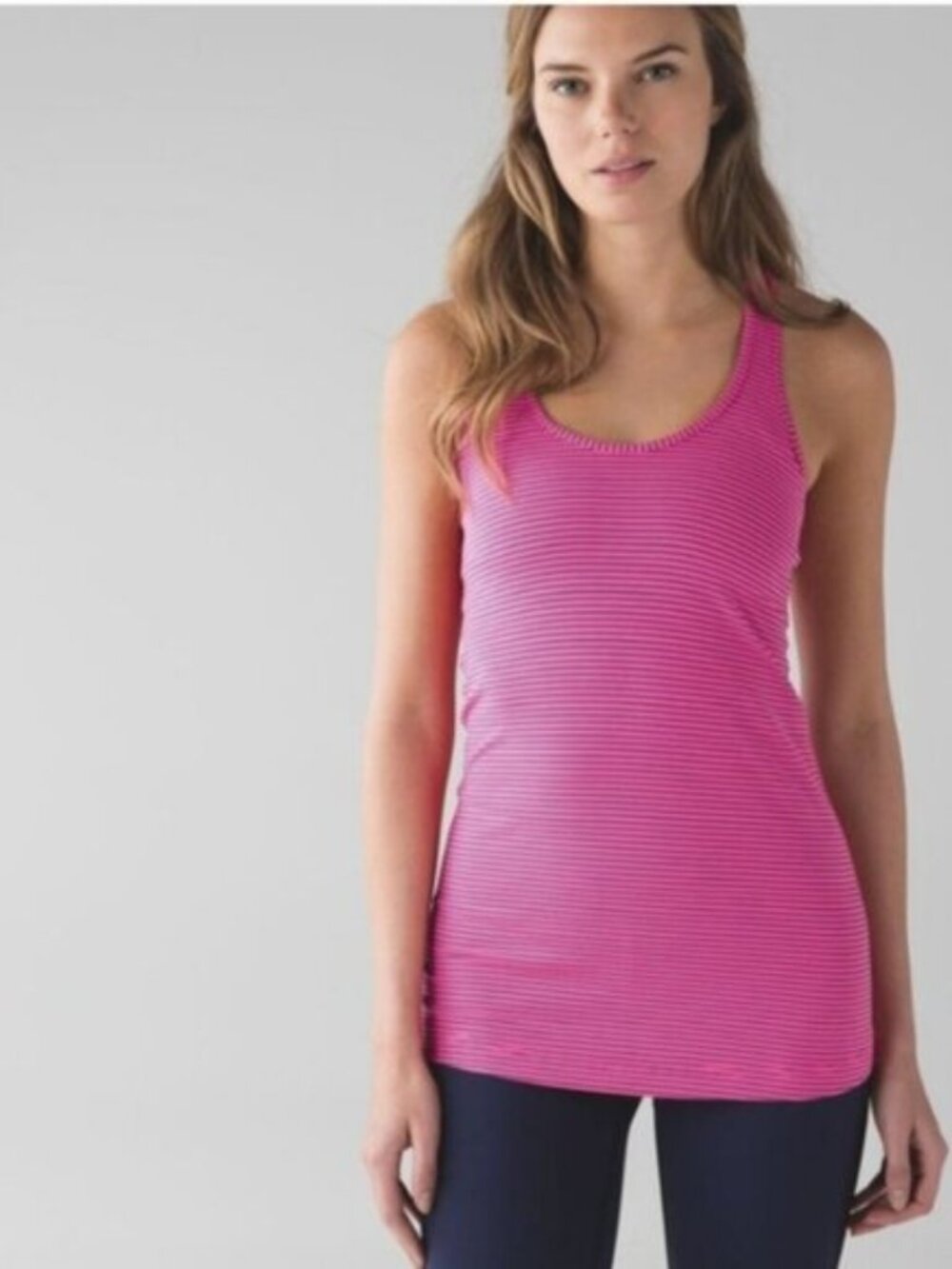 Lululemon  Racerback Hyper Stripe Neon Pink Blue Tank Top 2